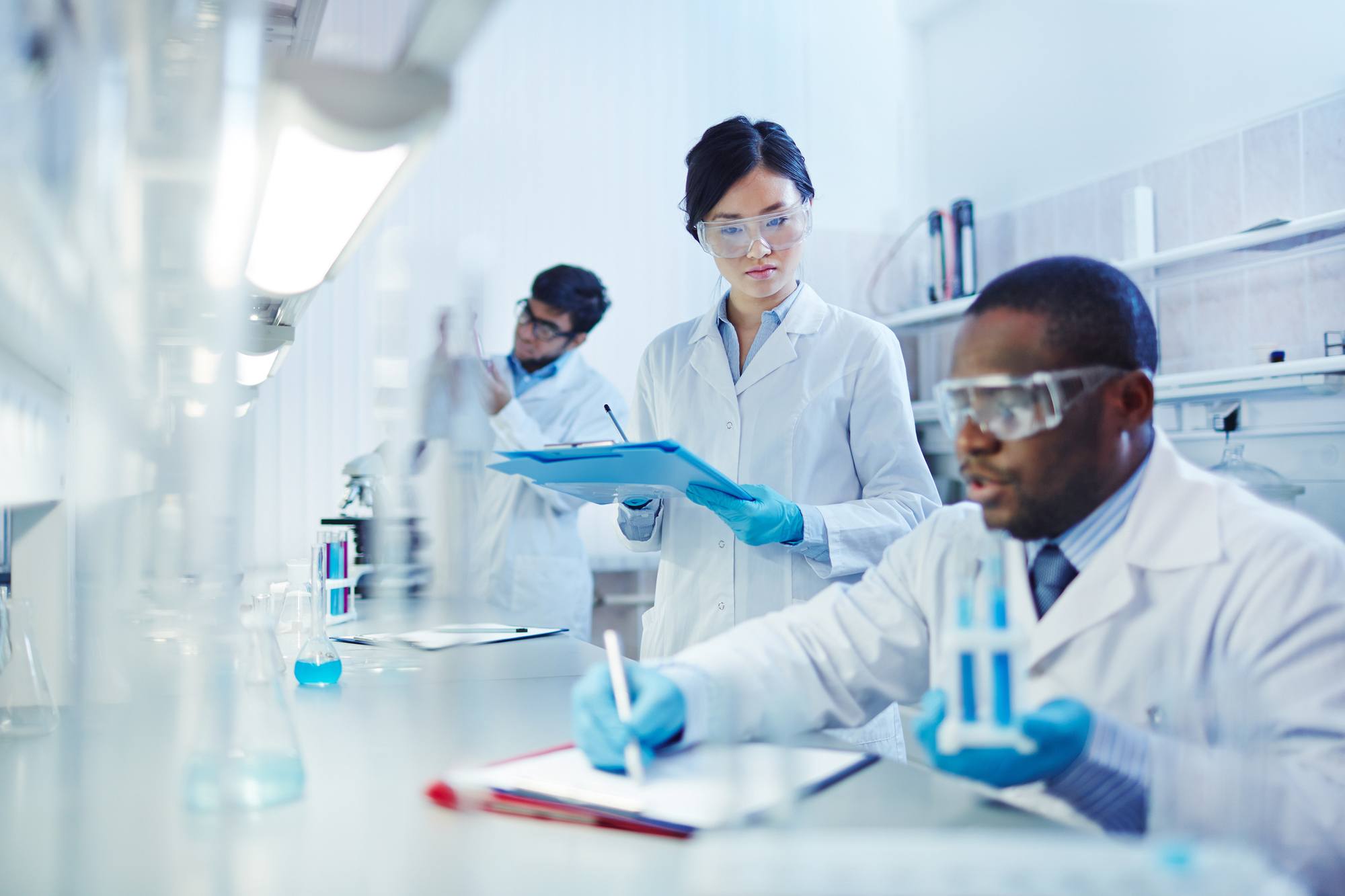 Scientists working in the lab